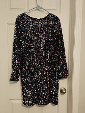 Womens' Black Sequin Party Dress - Multicolor Sparkle